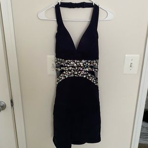 Navy blue halter dress fitted